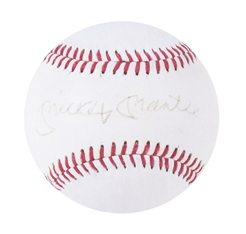 Mickey Mantle Signed George Brett Logo Baseball From His Brother Roys Collection (Mary Mantle LOA & JSA)